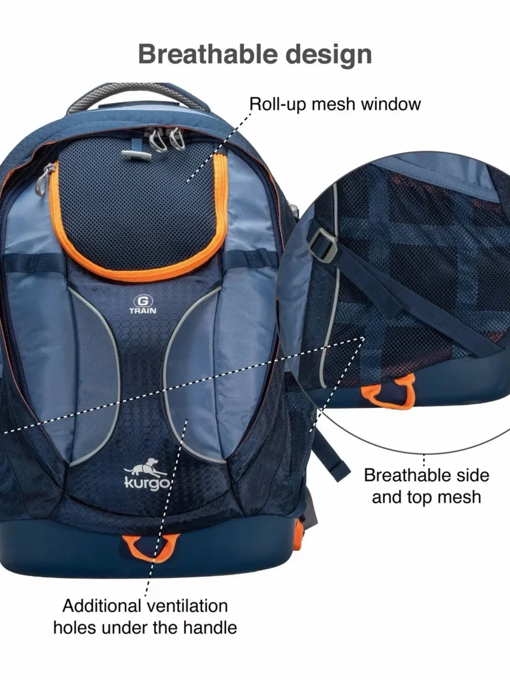 *New* Kurgo G-Train Dog Carrier Backpack, Navy Blue
